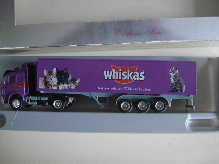 Mercedes trekker oplegger Whiskas (Herpa), Hobby en Vrije tijd, Modelauto's | 1:87, Gebruikt, Bus of Vrachtwagen, Herpa, Verzenden