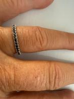 Witgouden damesring met zwarte diamanten, Rond, Nieuw, Ophalen of Verzenden, Minder dan 100 cm