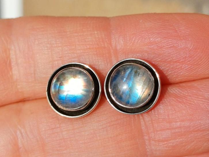 Vanoli 925 zilveren oorbellen oorknopjes regenboog maansteen, Sieraden, Tassen en Uiterlijk, Oorbellen, Nieuw, Knopjes of Stekers