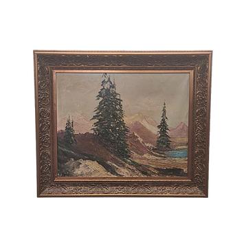 Vintage Berglandschap schilderij van Batoni, midden20e eeuw beschikbaar voor biedingen