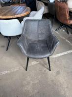 6 leren donkergrijze stoelen outlet korting, Ophalen, Nieuw, Grijs, Metaal
