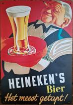 Heineken Bier blikken bord, geen Emaille Reclamebord, Verzamelen, Biermerken, Ophalen of Verzenden, Zo goed als nieuw, Reclamebord, Plaat of Schild