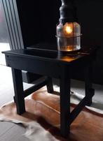 Houten tafel kruk mat zwart, Ophalen of Verzenden