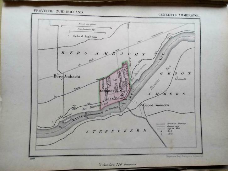 009 / Ammerstol / Het Buitenland Litho 1865 Kuyper ZH, Antiek en Kunst, Kunst | Litho's en Zeefdrukken, Ophalen of Verzenden