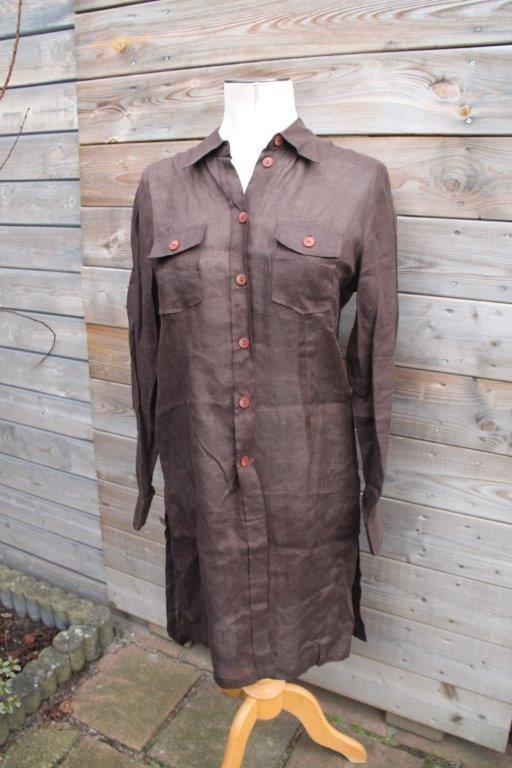 Jurk bruin Sophia Pigozzi mt L Vaste prijs, Kleding | Dames, Jurken, Zo goed als nieuw, Maat 42/44 (L), Bruin, Knielengte, Ophalen of Verzenden