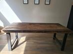 Industriële tafel met metalen onderstel, Huis en Inrichting, Tafels | Eettafels, Ophalen, Gebruikt, 200 cm of meer, 50 tot 100 cm