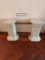 Glazen eettafel met Griekse zuilen met facet geslepen., Huis en Inrichting, Woonaccessoires | Zuilen en Pilaren, Ophalen, Gebruikt