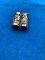 Vintage Engels peper en zoutstel met kobaltblauw glas, Antiek en Kunst, Antiek | Glas en Kristal, Ophalen of Verzenden
