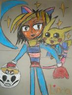 pastel krijt tekening picachou, Antiek en Kunst, Ophalen of Verzenden