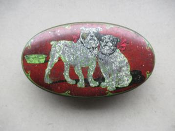 Antiek blikje snoepgoed - Honden - Buldog  Mopshond ca. 1915 beschikbaar voor biedingen