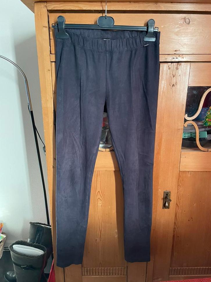 Tregging broek suede leer look donkerblauw Superstar 36-S, Kleding | Dames, Broeken en Pantalons, Zo goed als nieuw, Maat 36 (S)