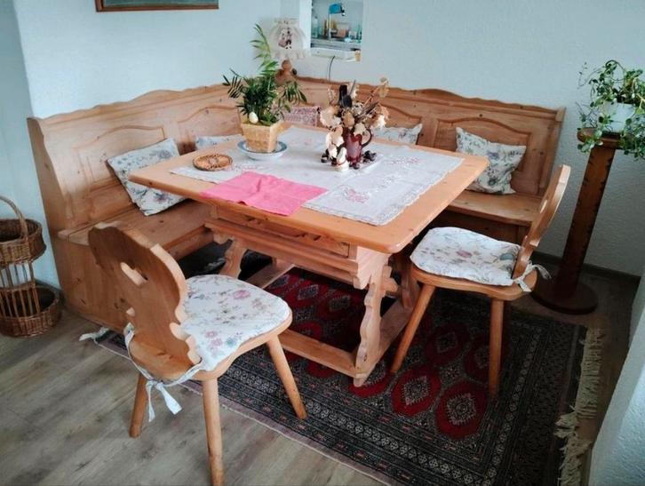 Rustikal Ambachtelijk Oostenrijkse Zwitserse Eethoek zithoek, Huis en Inrichting, Banken | Complete zithoeken, Hout, Ophalen