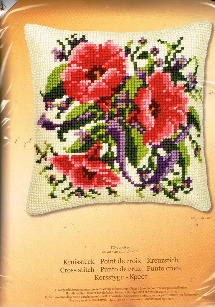 Cado vervaco borduurpakket rose / paarse bloemen, Hobby en Vrije tijd, Borduren en Borduurmachines, Nieuw, Borduurpakket, Handborduren