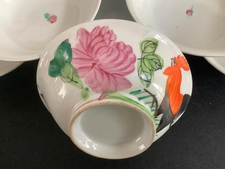 Vintage Rijstkommen Haan & Pioenroos (8 stuks), Antiek en Kunst, Antiek | Servies compleet, Ophalen of Verzenden