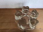 Vintage Massief glazen theelichthouder, rechaud met hartjes., Ophalen of Verzenden, Huis en Inrichting
