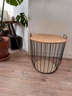 Zwart bijzettafeltje/opbergmand, Minder dan 55 cm, Gebruikt, Rond, Industrieel