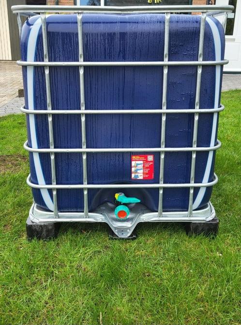 IBC container 1000 liter blauw anti-alg - gespoeld, Tuin en Terras, Regentonnen, Zo goed als nieuw, Kunststof, 150 liter of meer