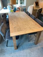 Eiken eettafel met 6 stoelen, Gebruikt, Eikenhout, Vijf personen of meer, 150 tot 200 cm