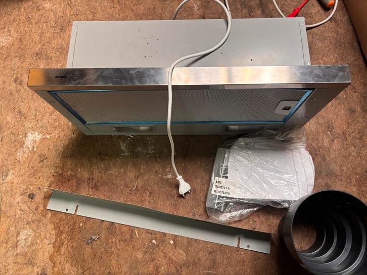 ATAG Vlakscherm Afzuigkap 60cm - WV60211AC, Witgoed en Apparatuur, Afzuigkappen, Zo goed als nieuw, Inbouw, Vlakschermkap, Minder dan 200 m³ per uur
