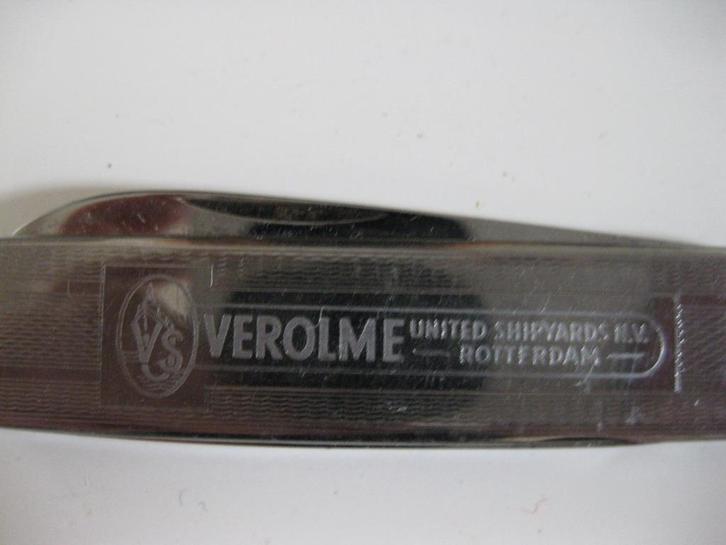 Oud, reclame zakmesje met opdruk Verolme Rotterdam, Verzamelen, Merken en Reclamevoorwerpen, Gebruikt, Ophalen of Verzenden