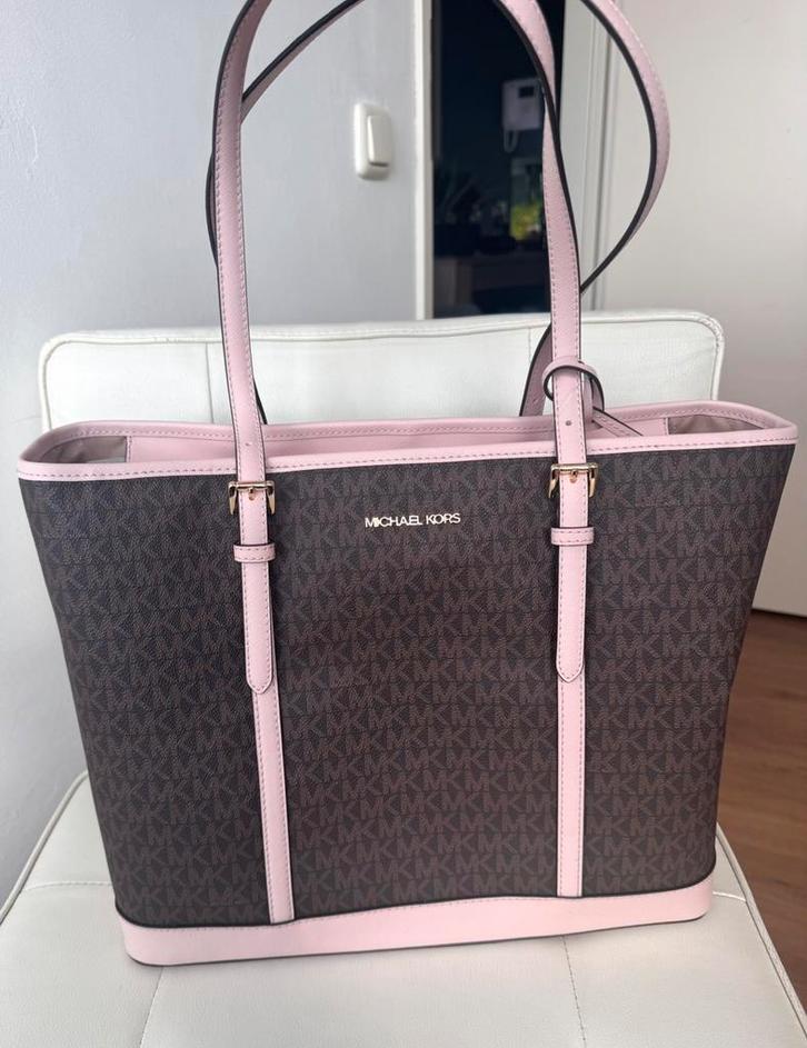 Michael Kors roze/bruine schoudertas, Sieraden, Tassen en Uiterlijk, Tassen | Damestassen, Nieuw, Shopper, Bruin, Ophalen of Verzenden