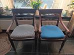 Twee Mahonie Armleunstoelen met Stoffen Zitting, Huis en Inrichting, Stoelen, Ophalen, Twee