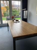 eettafel  licht eiken / rvs onderstel, Huis en Inrichting, Tafels | Eettafels, Ophalen, 100 tot 150 cm, 200 cm of meer, Zo goed als nieuw