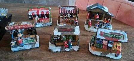 Kerstdorp Kraampjes. 6 stuks met lichtjes., Diversen, Kerst, Gebruikt, Ophalen of Verzenden