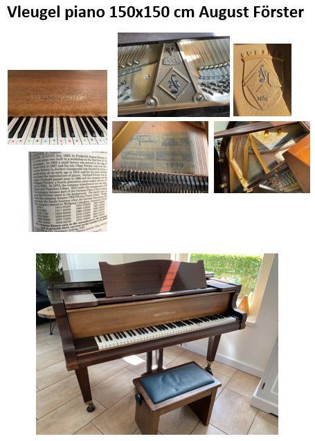 Piano vleugel gratis af te halen, Muziek en Instrumenten, Piano's, Gebruikt, Vleugel, Bruin, Hoogglans, Ophalen