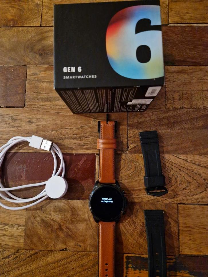 Fossil Gen 6 Smartwatch - Topconditie!, Sieraden, Tassen en Uiterlijk, Smartwatches, Zo goed als nieuw, Android, Zwart, Afstand