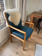 Lounge chairs in Oak and blue leather by Helmut Lübke 1970, Ophalen, Gebruikt, 75 tot 100 cm