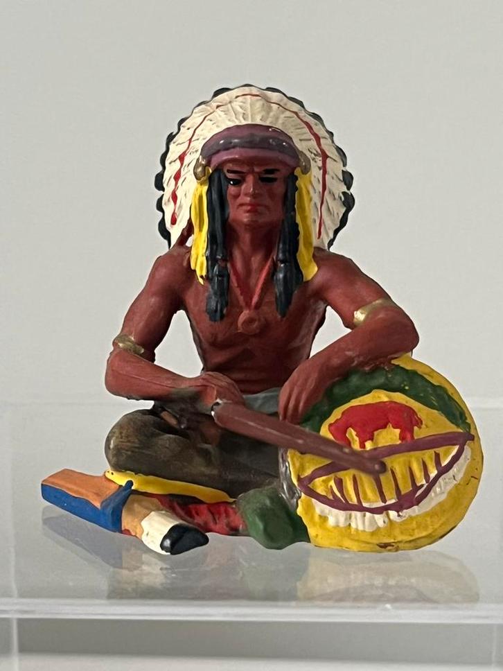 5 originele Elastolin Indianen figuren + 1 Timpo totempaal, Hobby en Vrije tijd, Modelbouw | Figuren en Diorama's, Zo goed als nieuw