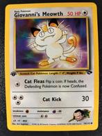 First Edition Giovanni Meowth NM Gym challenge, Ophalen of Verzenden, Zo goed als nieuw, Losse kaart