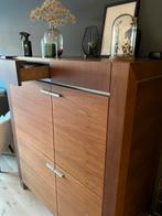 Wandkast notenhout kleur, Huis en Inrichting, Ophalen, Gebruikt, 100 tot 150 cm, Minder dan 150 cm