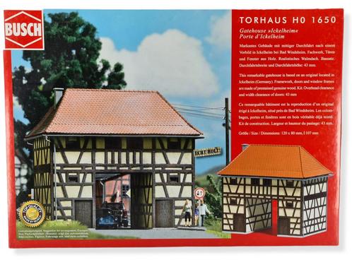 Busch H0 1650 - Bouwpakket stadpoort Ickelheim in ovp, Hobby en Vrije tijd, Modeltreinen | H0, Nieuw, Brug, Tunnel of Gebouw, Gelijkstroom of Wisselstroom