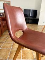 6 Goossens Lederen Eetstoelen, Huis en Inrichting, Stoelen, Ophalen, Gebruikt, Bruin, Leer