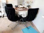 4x croco stof eetstoelen, Zwart, Ophalen of Verzenden, Zo goed als nieuw, Stof