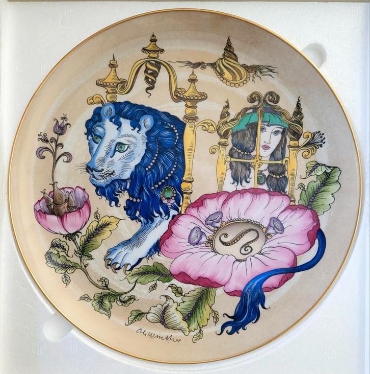 Hütschenreuther SSterrenbeeld LEEUW sier wandbord Ltd oplage, Antiek en Kunst, Antiek | Wandborden en Tegels, Ophalen of Verzenden