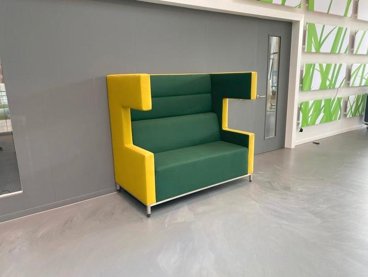 2 x Akoestische treinbank Ahrend Loungescape - groen/geel, Huis en Inrichting, Bureaus, Gebruikt, Ophalen