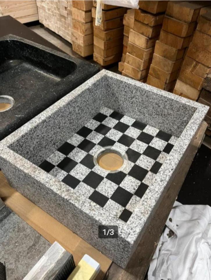Granieten wasbak 40x50x17 cm €250, Doe-het-zelf en Verbouw, Sanitair, Nieuw, Wastafel, Ophalen