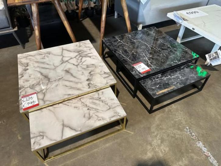 Wohnling Design salontafel set van 2 wit of zwart marmerlook, Huis en Inrichting, Tafels | Salontafels, Nieuw, Minder dan 50 cm