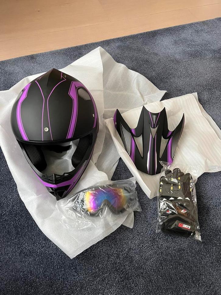 Nieuwe Kinder Crosshelm Set (Maat S) + Bril & Handschoenen, Motoren, Kleding | Motorhelmen, Kinderen, Overige typen, S, Overige merken