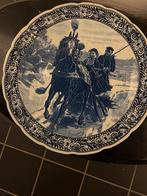 Delfts Blauw Bord met Paard en Koets, Ophalen of Verzenden