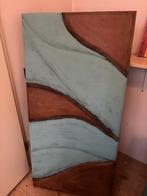 Twee houten panelen met decoratieve schildering, Ophalen of Verzenden