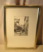 Mooi oude Ets 'Op de Achterkoer' - Wim van Kuyck), Antiek en Kunst, Kunst | Etsen en Gravures, Ophalen of Verzenden