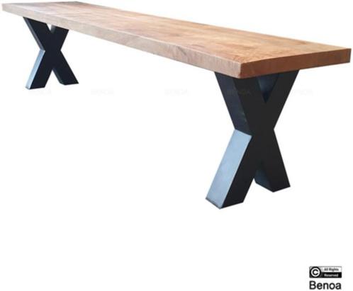 Eetbank mango met X poot | Webshop, Huis en Inrichting, Stoelen, Nieuw, Hout, Metaal, Overige kleuren, Ophalen of Verzenden