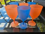 6 blauw oranje plastic wijnglazen, Ophalen of Verzenden, Zo goed als nieuw, Overige typen