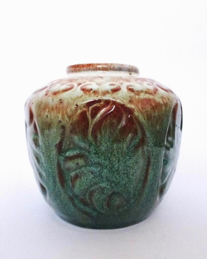 Vintage antiek Art Deco vaas gemberpot Mobach keramiek groen, Antiek en Kunst, Antiek | Keramiek en Aardewerk, Verzenden