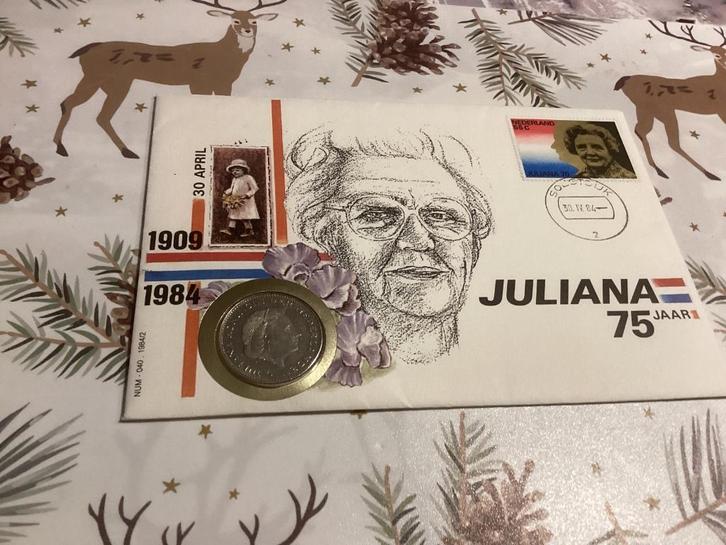 No6394 Juliana 75 jaar met munt Heb ook van Nederland, Postzegels en Munten, Postzegels | Eerstedagenveloppen, Onbeschreven, Nederland