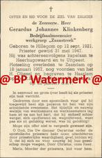 Klinkenberg Gerardus 1921 Hillegom 1957 Zaandam priester Hee, Bidprentje, Ophalen of Verzenden